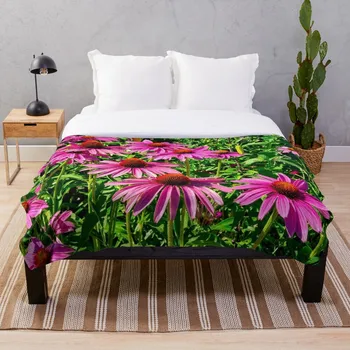 

Soft Blanket for Bed Sherpa Flannel Fleece Blanket Home Travel Sofa Soft Throw Blanket Purple Coneflowers