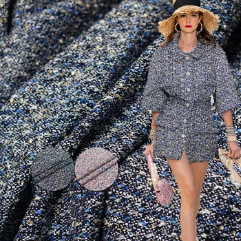 

White waxberry Colourful Jacquard Weave Tweed Fabrics Garment Materials Autumn Women Jacket Sewing Cloth Tailor Freeshipping