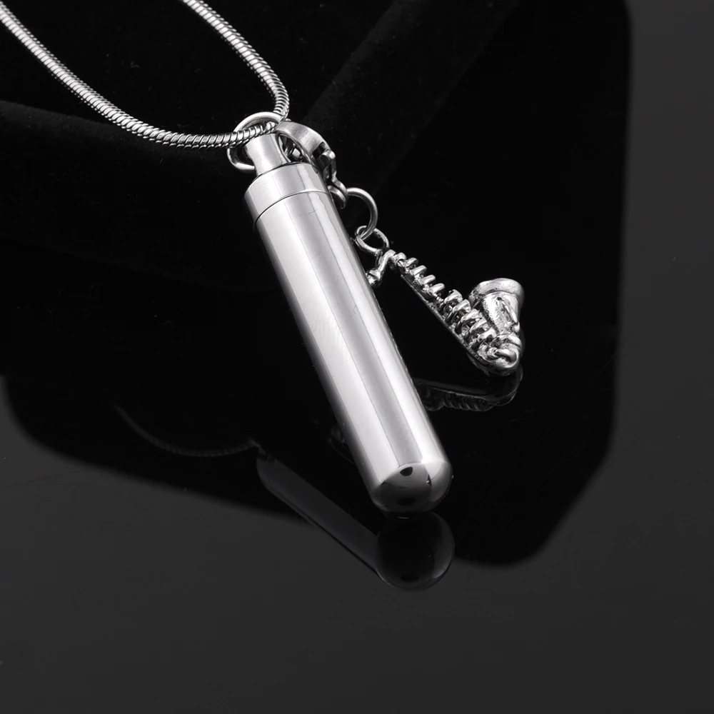 Cremation Necklace for Ashes Cylinder Memorial Pendant Necklace with