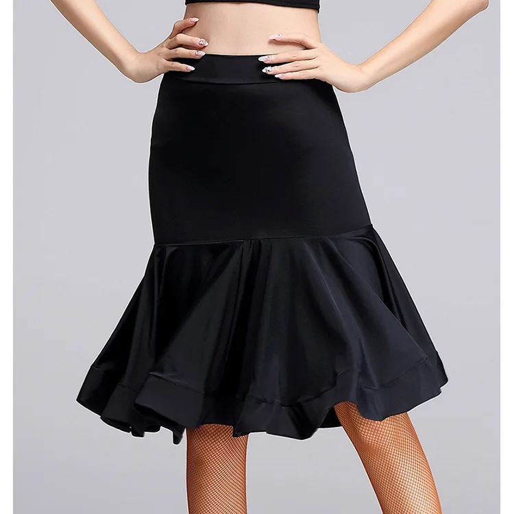 Для женщин латинская юбка для танцев, ботфорты до колен, черные, Латинская юбка для танцев женщина леди танцевальный костюм для бала, практические занятия танцами юбки