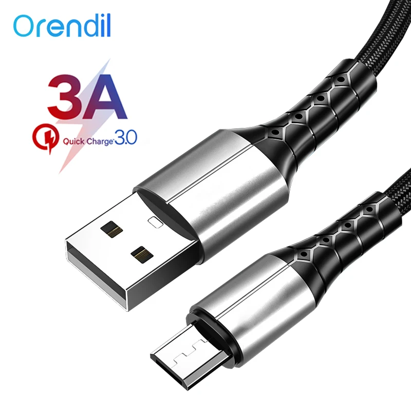 Нейлоновый Micro USB-кабель Orendil 3 А кабель для быстрой зарядки и передачи данных Xiaomi