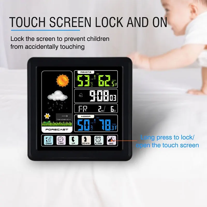 

Thermometer Clock Wireless Weather Station Plastic TS-3310 Backlight Livingroom Indoor Humidity Creative Multifunction