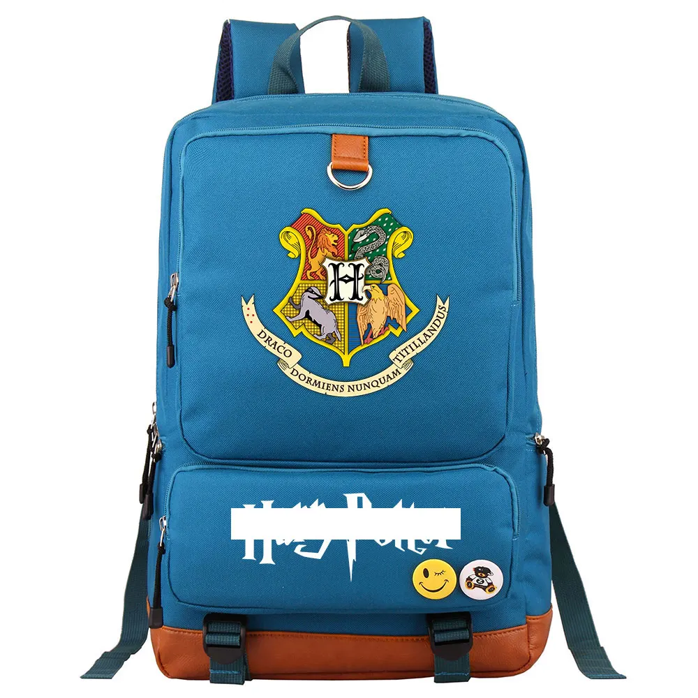 D0304 модный волшебный значок Хогвартс для мальчиков и девочек, школьная сумка для женщин, рюкзак для подростков, школьные сумки для мужчин, студенческий лоскутный рюкзак
