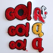 2 шт Go!, D английские буквы полотенце вышивка значок Утюг на заплатках для одежды DIY полосатая одежда лоскутное на заказ значки