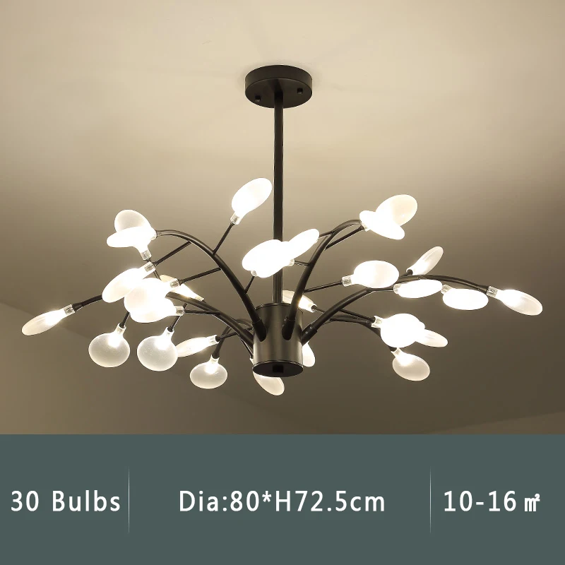 30 bulbs Black Золотисто-черная готовая металлическая+ акриловая современная люстра для гостиной, столовой, светодиодная люстра, осветительная арматура, Подвесная лампа - Цвет абажура: 30 bulbs Black