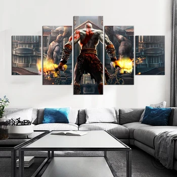 

5pcs Kratos God of War Video Games Poster Canvas Wall Art Landscape Paintings for Wall Decor-NO Frame