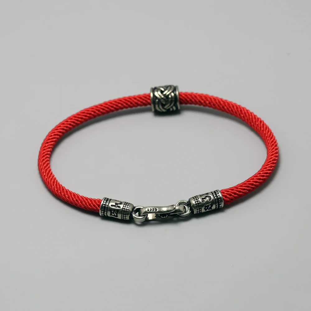 Винтажные латунные браслеты с подвесками китайские красные веревки для мужчин и женщин плетеные узелки блаженная удача традиционные этнические ювелирные изделия