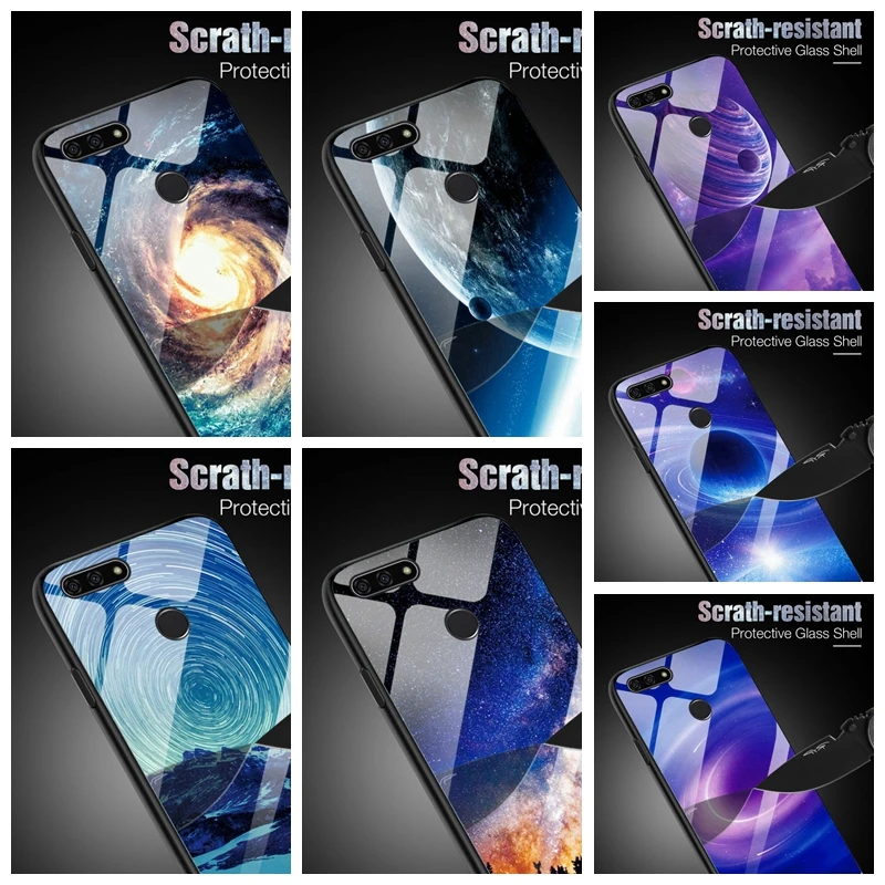 

Case Cover For Huawei Honor 8S 8C 8X 8A Beautiful Cosmic Planet Tempered Glass Case Back Shell For Huawei Y5 Y6 2019 Soft Side