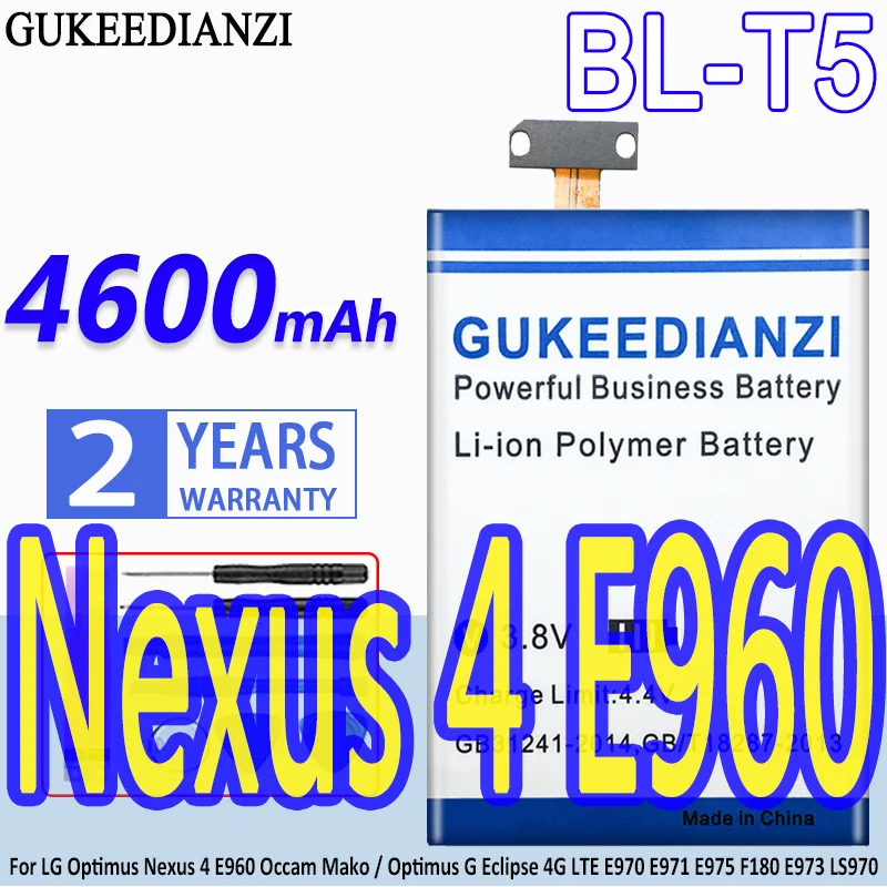 BL-T5 4600mAh телефонный Сменный аккумулятор для LG Optimus Nexus 4 E960 Occam Mako G Eclipse 4G LTE E970 E971 E975