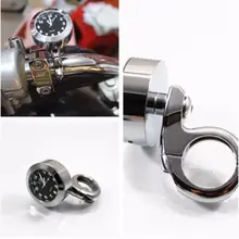 Хром Водонепроницаемый черный циферблат руль Крепление часы мотоцикл для Honda Suzuki Yamaha Kawasaki