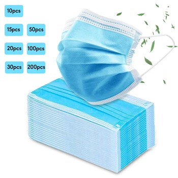 

50PCS/set 3 Layer Disposable Face Mouth Masks Haze Facial Dust-Proof Safety Face Masks Air Pollution