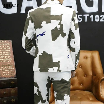 

Korean version of the small suit two sets of tide men's suits set body handsome youth camouflage casual jacket