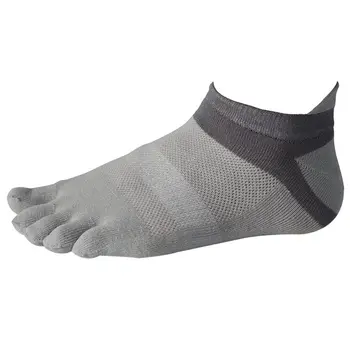 

6 Pair Men Cotton Low Cut Athletic Socks 5 Toe Socks Mesh Wicking, Light grey