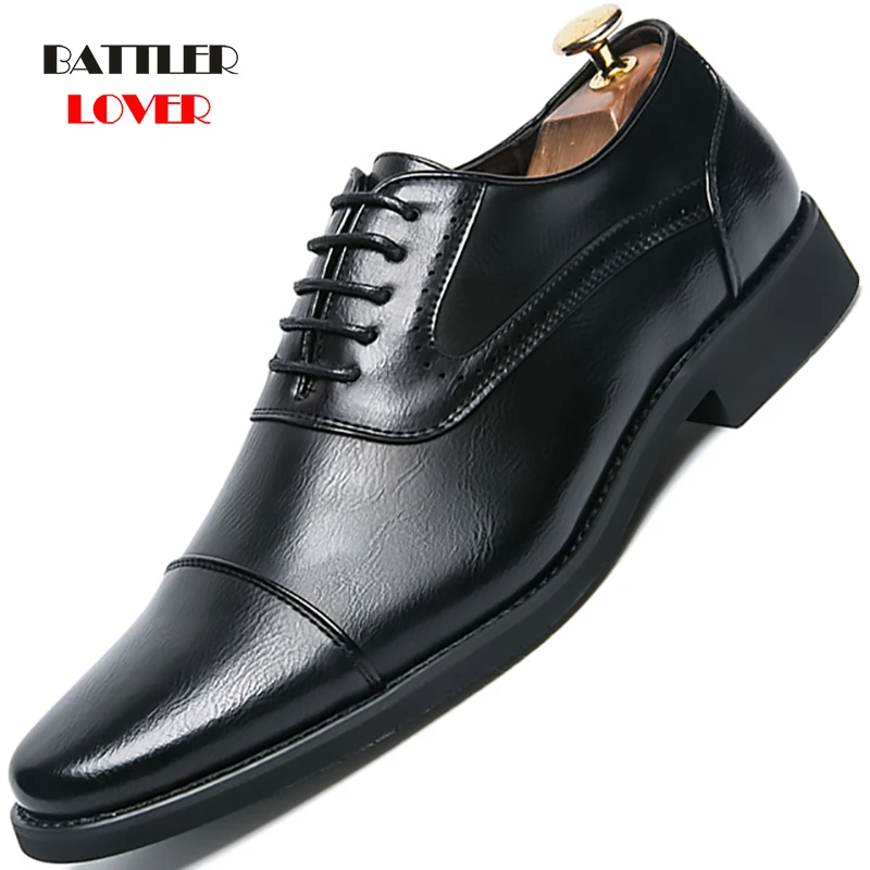 High Quality Leather Men Dress Shoes for Male Shoes Fashion Gentlemen Wedding Shoes Comfortable Formal Shoes Drop Shipping