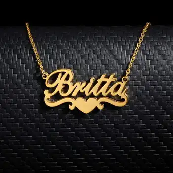 

AurolaCo Custom Name Necklace Personalized Stainless Steel Heart Gold Choker Pendant Nameplate Necklace Jewelry Wedding Gift