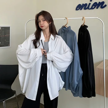 

Zcwxm Women 2020 Fashion Overshirts Oversized Solid Jacket Coat Single Breasted Vintage Female Outerwear Lantern Sleeve Chic Top