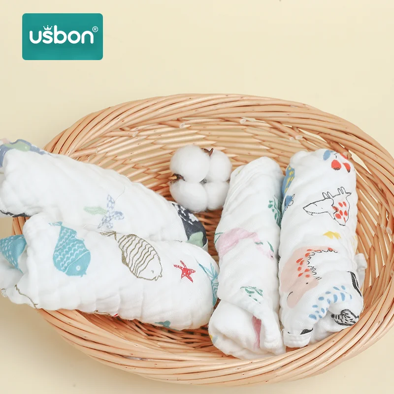 Usbon, 2 шт., хлопок, полотенца для новорожденных, слюнявчик, полотенце для кормления, полотенце для маленьких мальчиков и девочек, Bebe, мочалка, платок, лицо, мультфильм