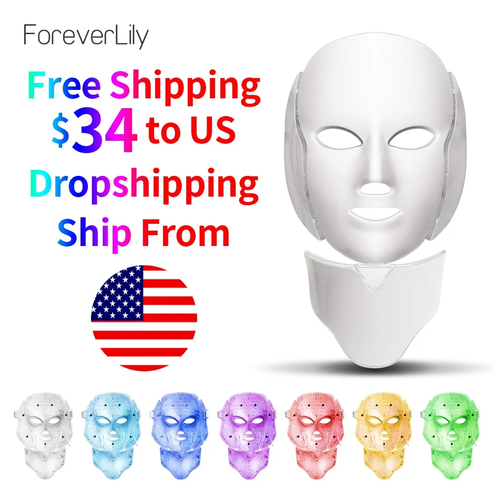 Billig Foreverlily LED Licht Photon Therapie Maske 7 Farbe Licht Behandlung Haut Verjüngung Bleaching Gesichts Schönheit Täglichen Hautpflege Maske