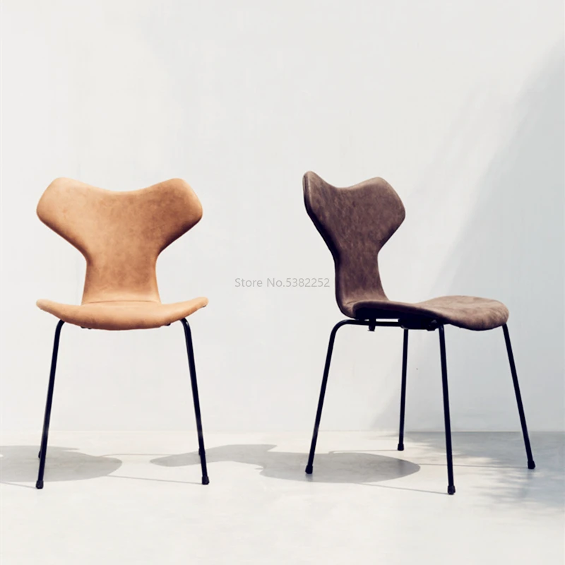 

Chair Europe Ins Light Luxurious Chair Cortex Iron Dining Chair Modern Concise Household Restaurant Backrest Originality Chair