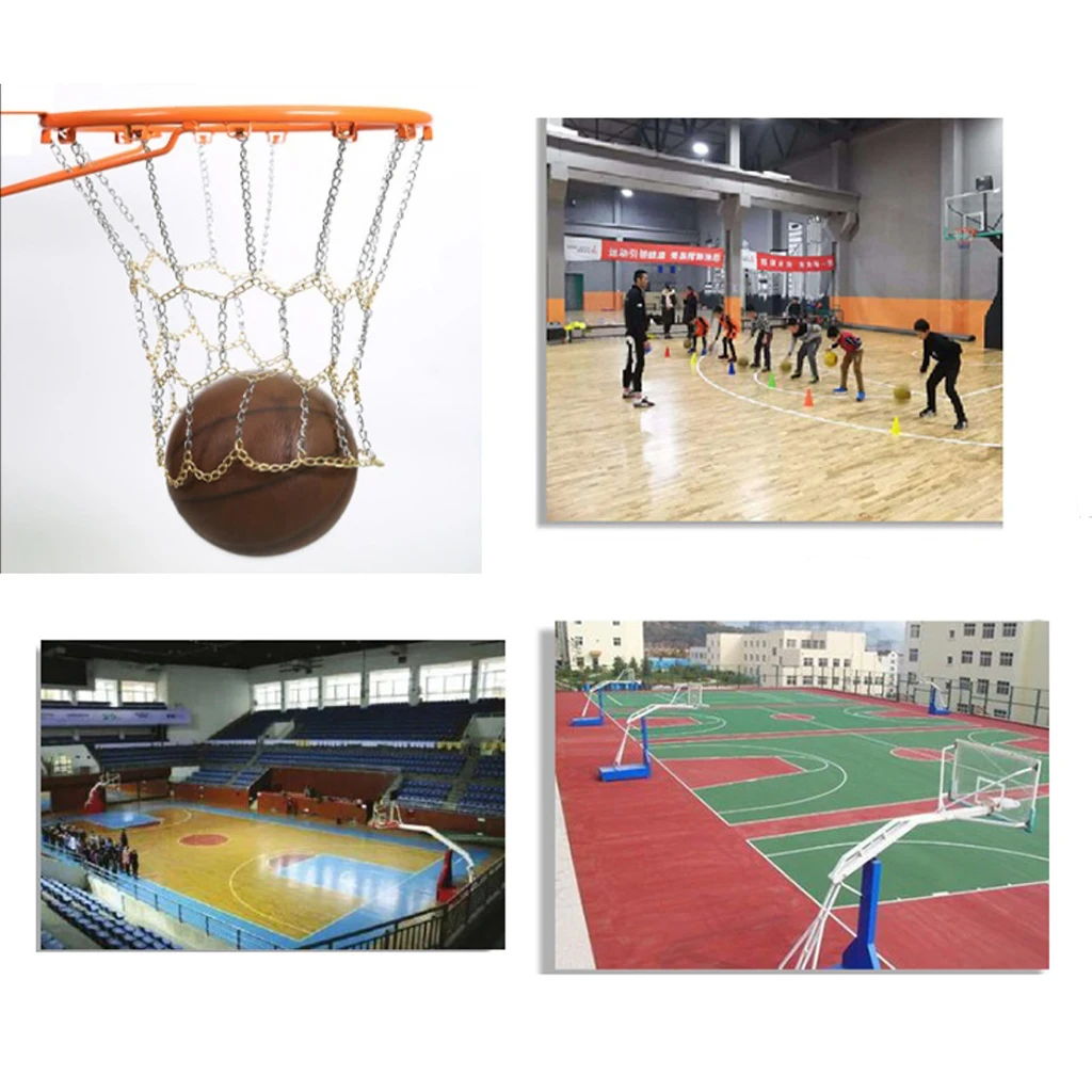 Metal Basketball Net Replacement All-Weather Heavy Duty Outdoor/Indoor 12-Loop Basketball Chain Nets Accessories