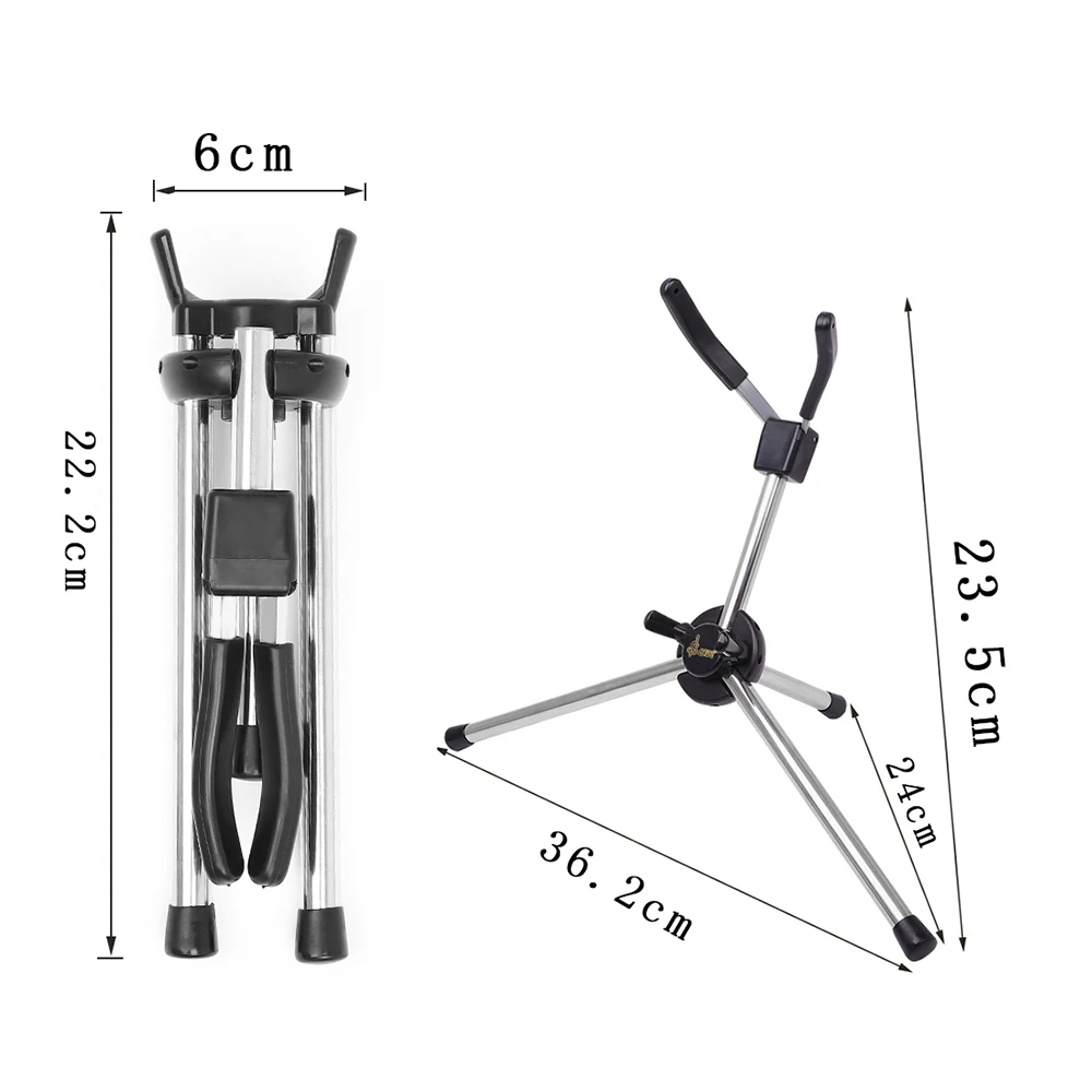 Foldable Soprano Saxophone Stand - Portable Metal Floor Stand With Carry Bag