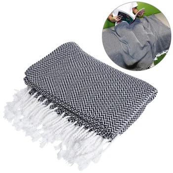 

WINOMO Lightweight Thin Throw Safa Blanket Woven Cotton Thread Safa Towel Reversible with Tassels for Couch Chair Sofa
