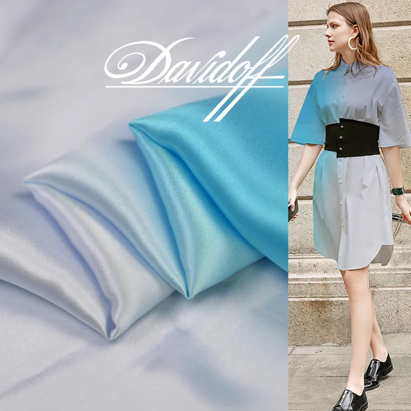 100*140 см Омбре синий шелк атласная ткань мягкий вечернее платье Maetrial шелк Шармез