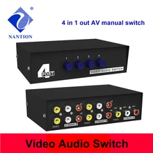4 Port AV Switch RCA switcher Audio Video Selector AV audio and video switcher, 4 in and 1 out AV interface RCA interface