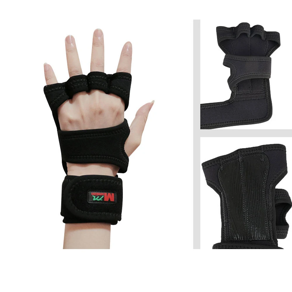 New Ventilated Weight Lifting Gloves with Built-in Wrist Wraps Full Palm Protection Extra Grip Great for Pull Ups Cross - Цена: 947,14 руб.