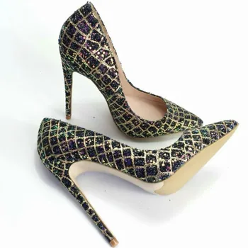 

Women's Stiletto High Heels Glitter Party Wedding Shoes Woman black Gold Sexy Super Heels