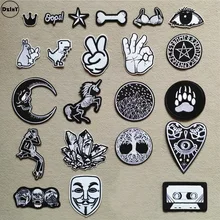 (46 puede elegir los estilos) parches bordados en blanco y negro para camisetas planchar en rayas apliques ropa pegatinas de ropa insignias(China)