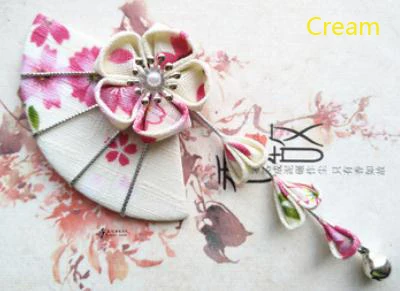 Cream Pink(1 pc) DIY ручной работы японское кимоно аксессуары для волос Сакура лоза колокол цветок веер парики женские юката аксессуары для волос - Цвет: Cream Pink(1 pc)
