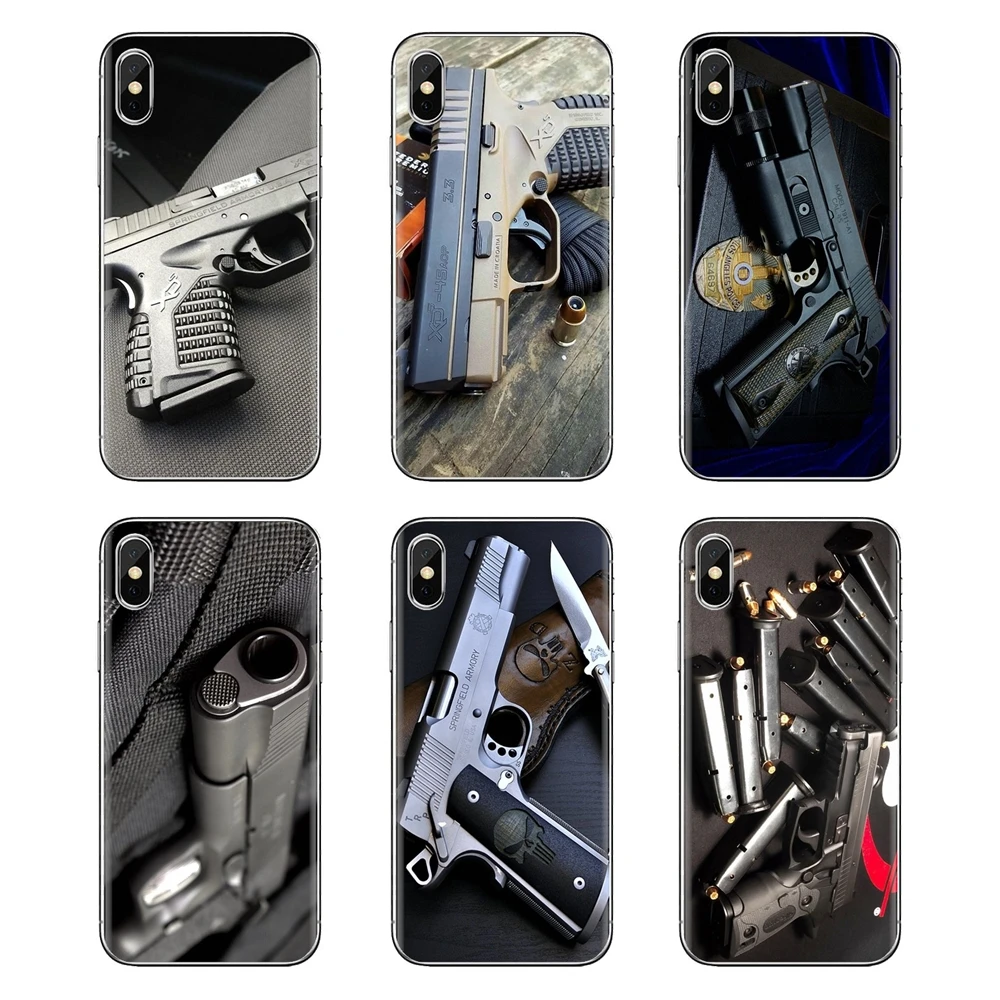 For LG G3 G4 Mini G5 G6 G7 Q6 Q7 Q8 Q9 V10 V20 V30 X Power 2 3 K10 K4 K8 2017 Phone Housing Case Springfield pistol Handguns Gun |