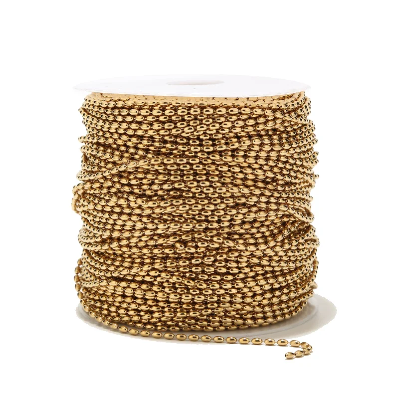 High Quality 2.3mm Width Gold Tone Stainless Steel Ball Chains For Diy