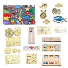 

Montessori Busy Board DIY Toys Lock Mobile Children Kids Wood Chip Skill Training Game Puzzle Intelligence Development Baby Toys