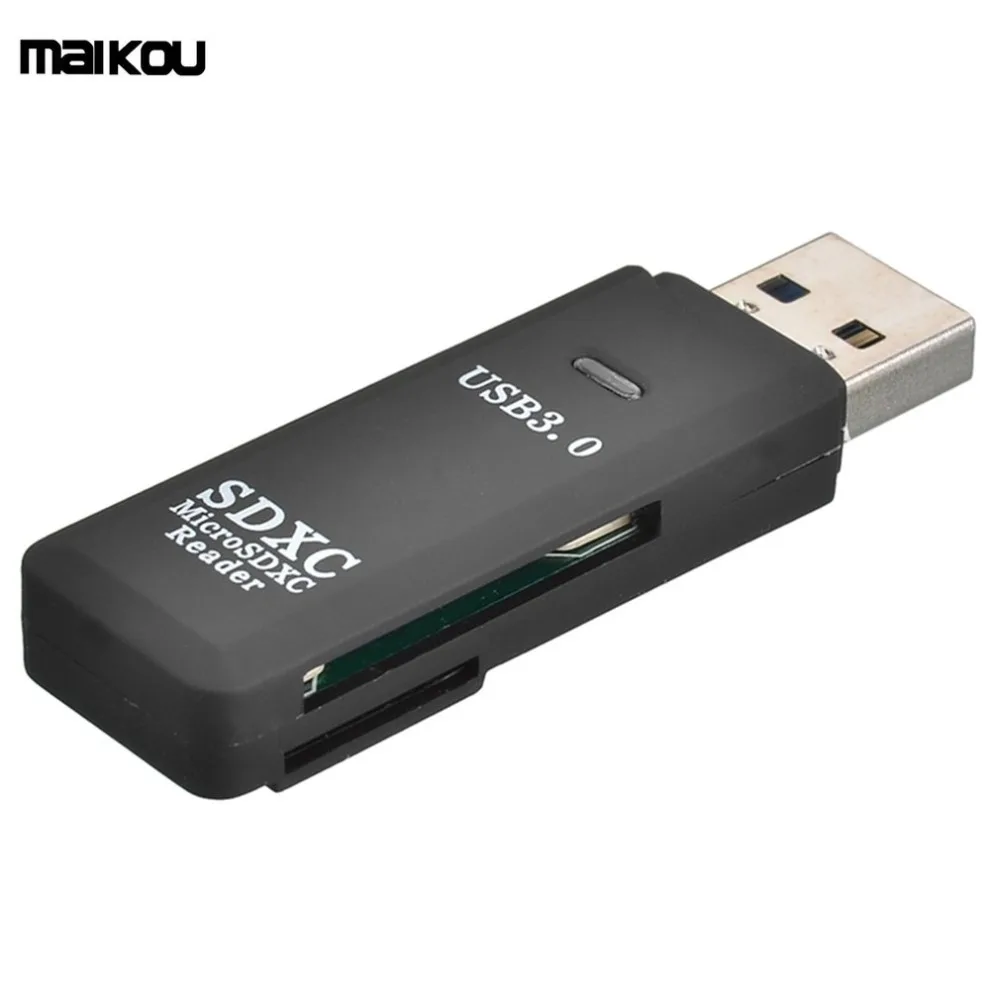 Maikou USB 3,0 считыватель карт памяти с 2 слотами 5 Гбит/с супер скорость считыватель карт с крышкой для SDXC SD TF Micro SD карты