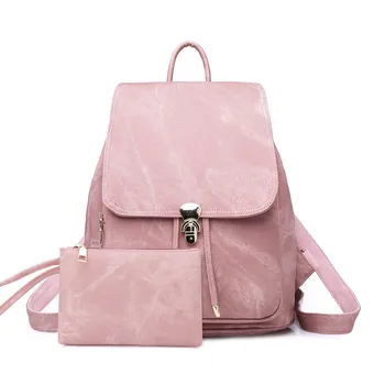 

New Women waterproof PU leather Backpack female Solid Color Travel Bags Fashion Multi-pocket Buckle backpack student schoolbag