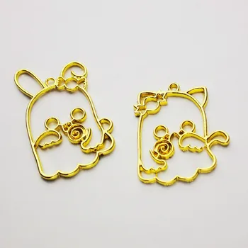 

Kawaii ghost Halloween Set Open Bezel for UV Resin Filling Creepy Cute Cat Rubbit Charm Deco Frame Craft Supplies Jewelry Making