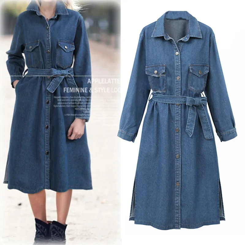 

Long Women's Denim Jacket Blue Spring Autumn New Long Sleeve Denim Coats Loose Casual Women Jacket Streetwear Chaqueta Mujer