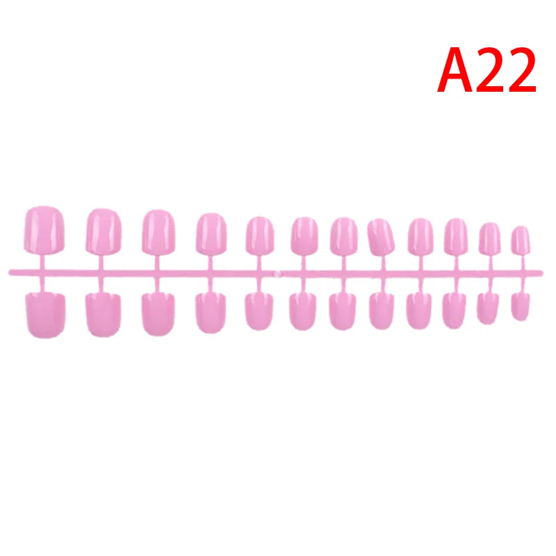 ABS Artificial Finger Tips Press On Short Round Nail Art Decorations Made up 31 Color 24pcs Short False Nails Fake Nails - Цвет: 22