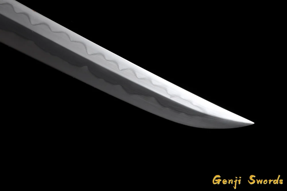 Handmade Short Katana Japanese Tanto Double Edge Samurai Sword Sharp Blade 1095 High Carbon Steel Clay-Tempered