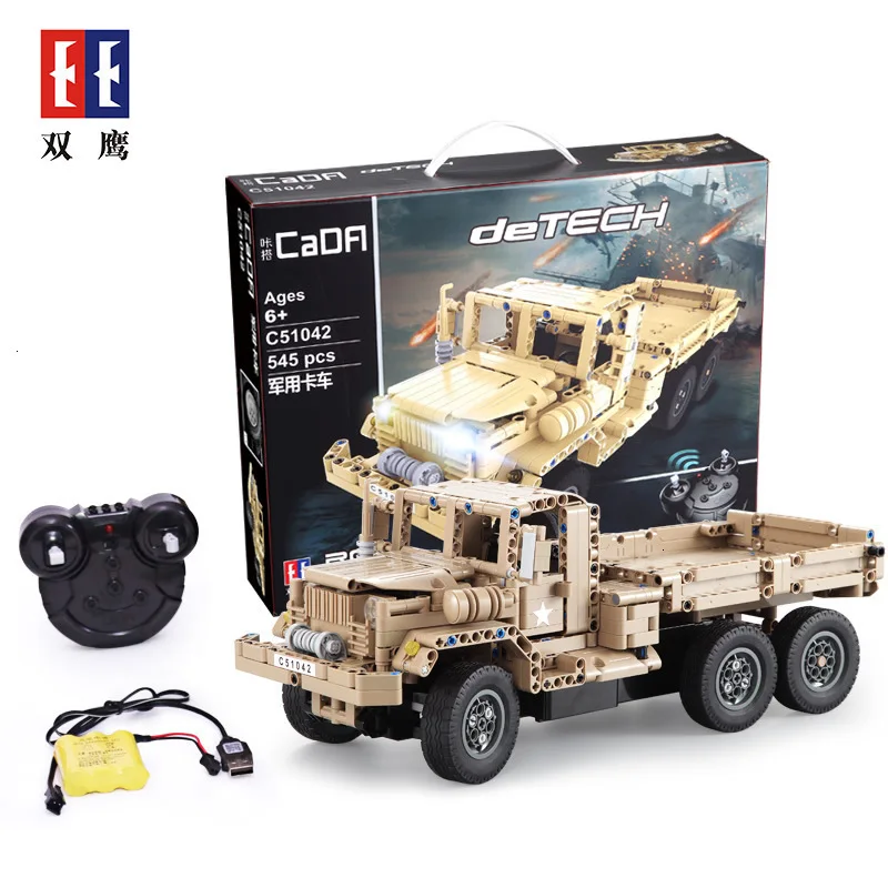 

543PCS CaDA Building Cad Blocks Car Military Truck C51042 Model DIY RC Building Block Toy Car Gift