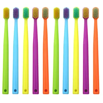 

10pcs/set Non Slip Health Cleaning Oral Care Super Soft Ergonomic Manual Toothbrush Compact Bristle Family Colorful Bathroom