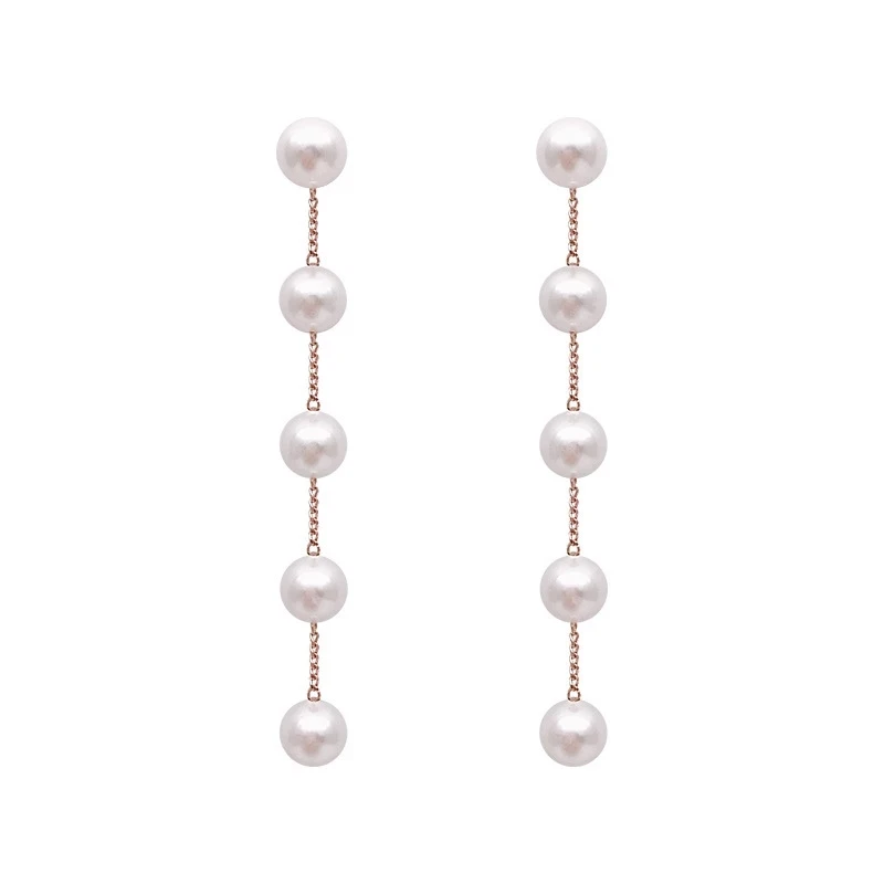 Trend Simulation Pearl Long Earrings Female Moon Star Flower Rhinestone Wedding Pendant Earrings Fashion Korean Jewelry Earrings images - 6