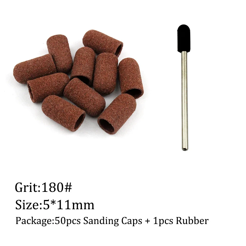 5mm-180 50 шт./компл. 180# Грит, инструменты для шапки резиновое рупорное педикюр Полировка песочный кильблок Электрическая Дрель аксессуары немного маникюрные инструменты - Цвет: 5mm-180