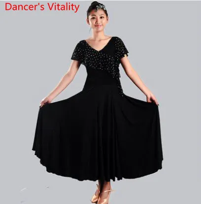 Only Dress as Photo Современная Одежда для танцев для взрослых, новое блестящее платье со стразами и большим подолом, национальный стандарт вальса, костюмы для бальных танцев - Цвет: Only Dress as Photo