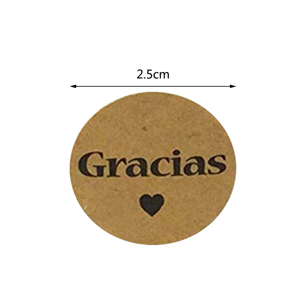 500Pcs/Roll Spanish Thank You labels Stickers for seal label and package stickers scrapbooking stationery sticker Natural Kraft