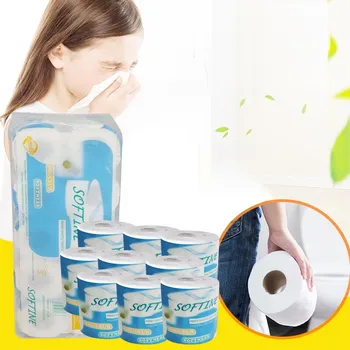

10 Rolls/Lot Fast Shipping Toilet Roll Paper 3 Layers White Home Bath Toilet Roll Paper Primary Wood Pulp Toilet Paper 2020