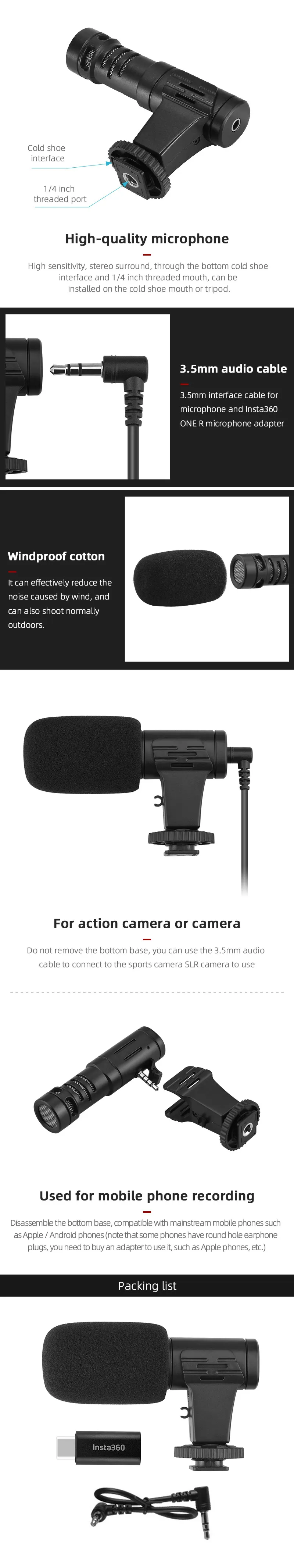 100% マイクアダプタInsta360 1 rアクションカメラアクセサリー記録ビデオ延長金属マイクアダプタ|360° Video Camera  Accessories| - AliExpress