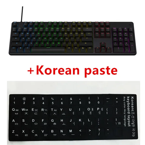 and Korean paste Xiaomi mi Ga mi ng клавиатура 104 клавиш+ русская наклейка без ударов светодиодный RGB подсветка USB проводной офисный сплав для Overwatch Dota2 - Цвет: and Korean paste